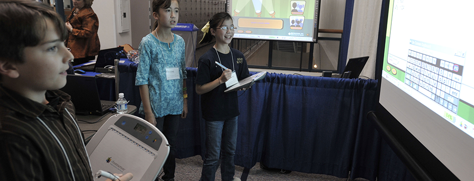 Students working with technology